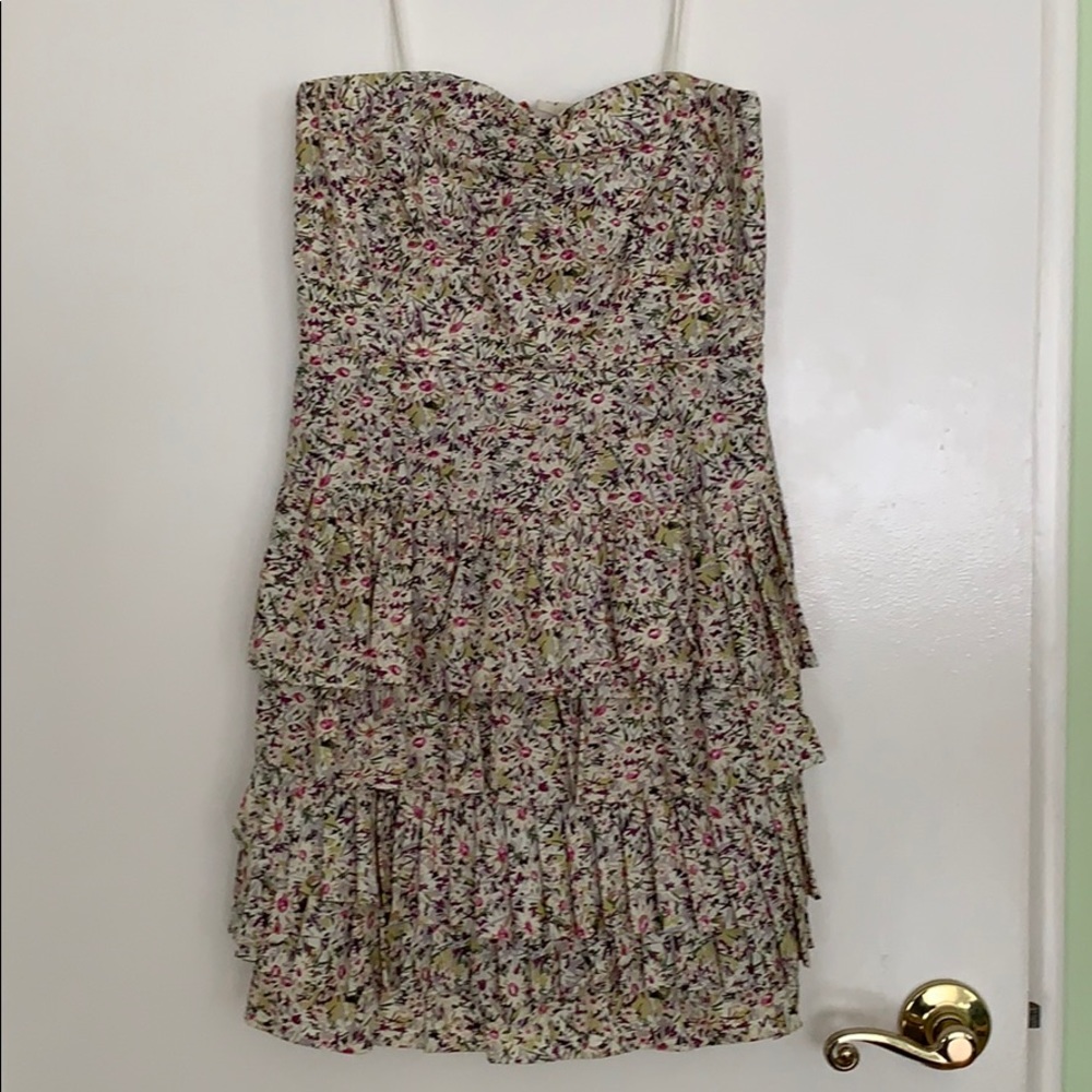 J. Crew Strapless Floral Print Mini Dress